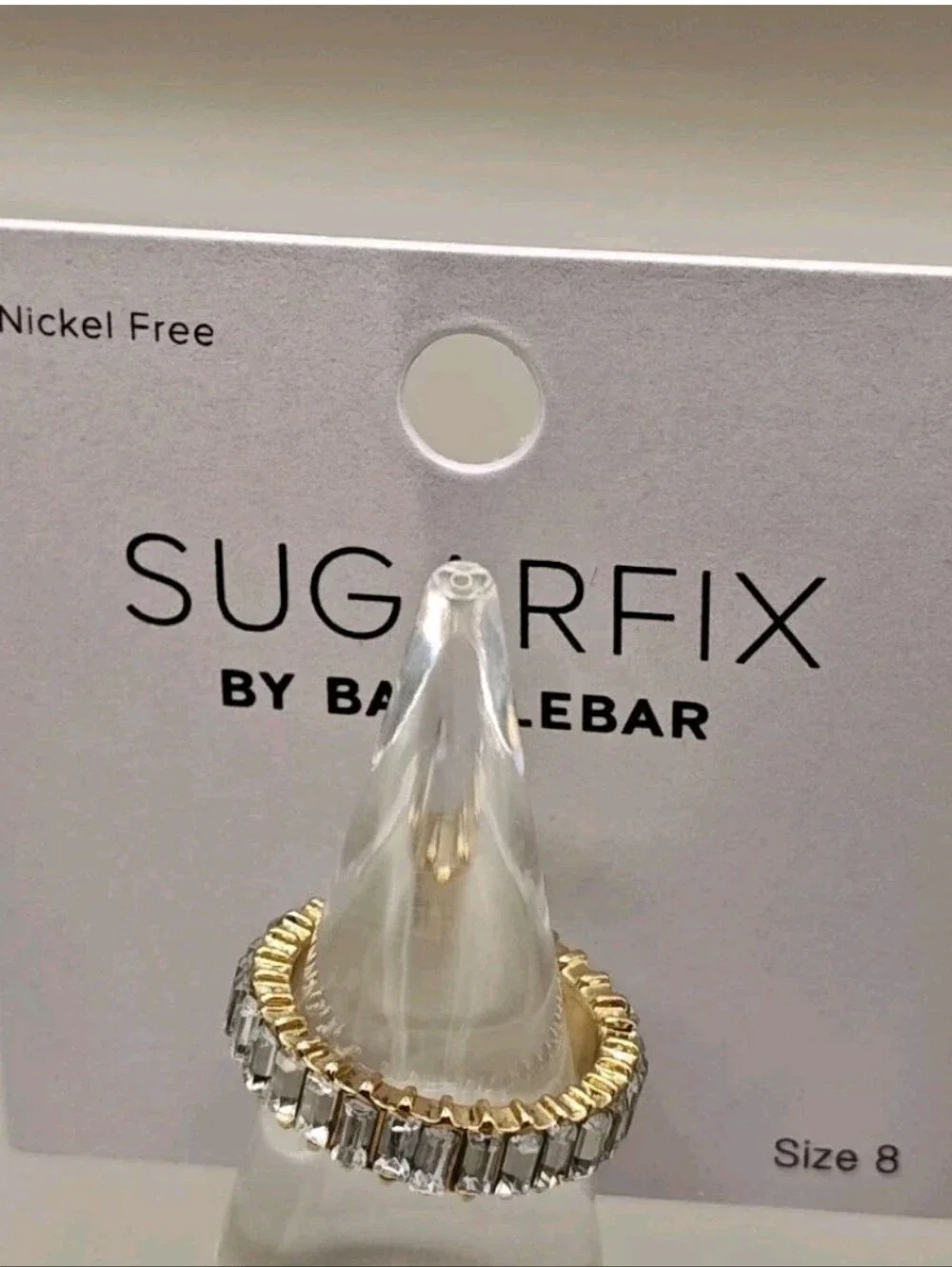 Sugarfix Baublebar Lot of 2 Gold Rings Rope Open Link Rhinestones Gold Tone